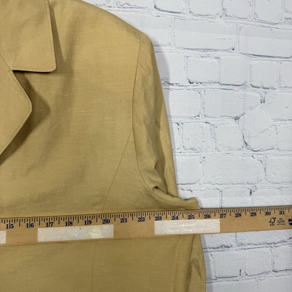 Terry Lewis Silk Linen Blazer Womens 1X Tan Beige Lightweight Oversized Jacket - Picture 9 of 11